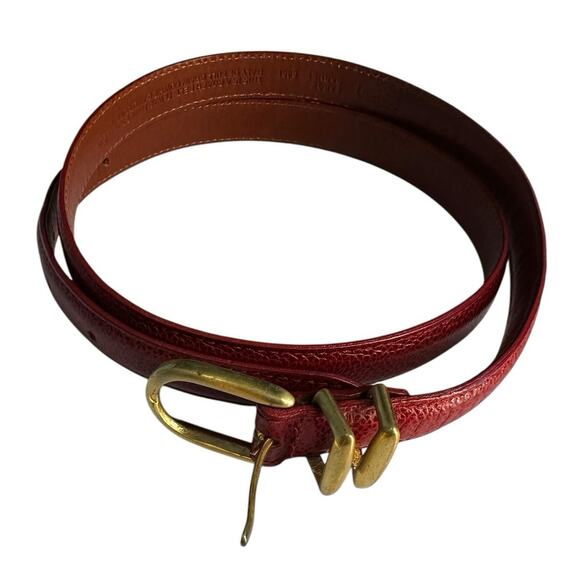 VTG Coach Leather Skinny Belt Large Red Garnet Made in Italy, Cowhide and Brass - Picture 1 of 6